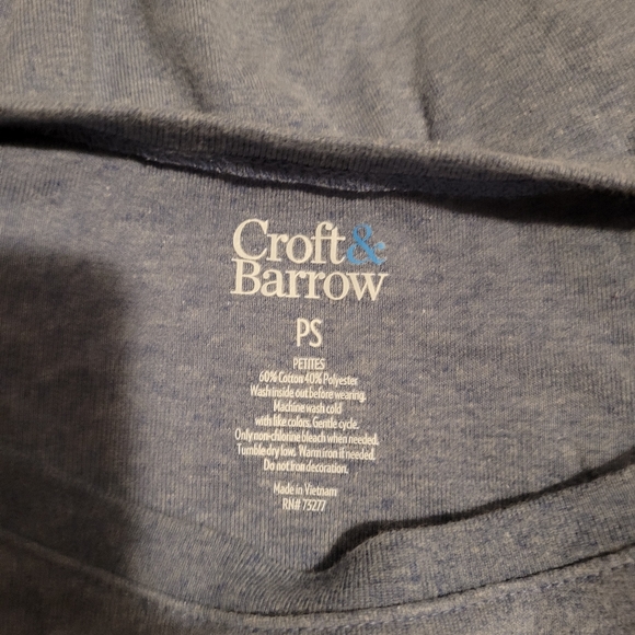 ♡HOST PICK♡ Croft & Barrow Sky Blue Sequin Leaves Long Sleeve Shirt Boat-Neck PS - Picture 4 of 5